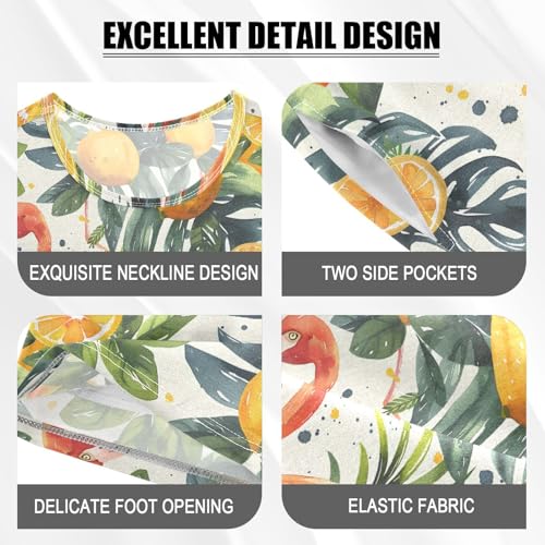 ALAZA Flamingo Lemon Palm Leaves Pajamas Short Sleeve 2 Piece Sleepwear Top and Bottom Pajama Set Unisex4