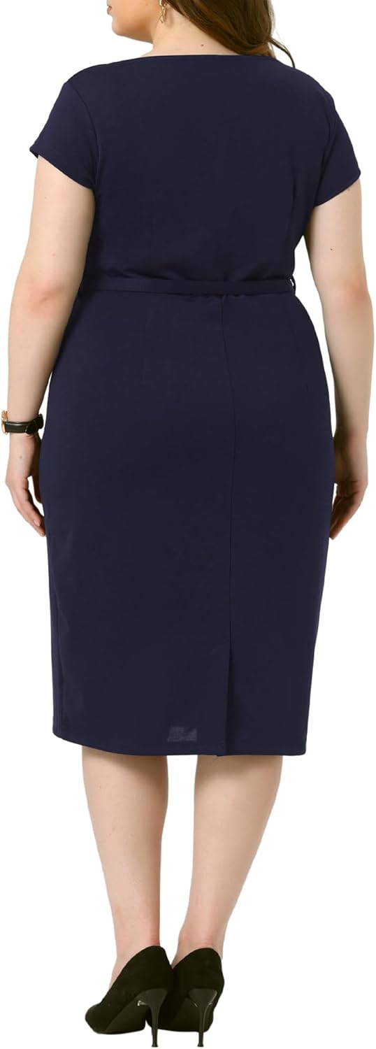 Agnes Orinda Plus Size Office Dress for Women 50s 60s Vintage Pencil Dress Bodycon Wear to Work Dresses - Image 5