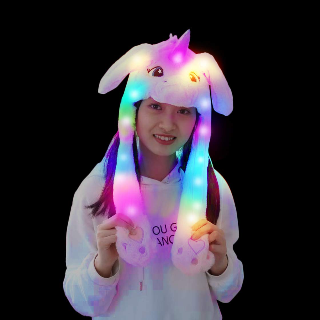 wgde toy Ear Moving Jumping Hat Funny Unicorn Plush Hat Cap for Women Girls Toys for Age 3 4 5 6 7 8 9 10 11 12 Year Old Girls Boys Age Toddler Gifts, Cosplay Christmas Birthday Party Holiday Hat