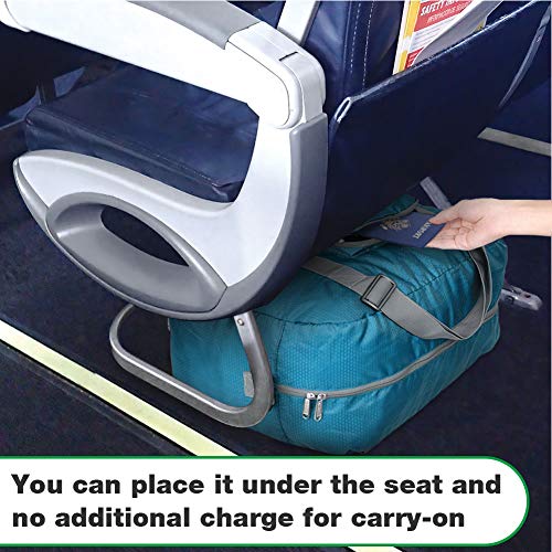 Wandf Foldable Travel Duffel Bag Luggage Sports Gym Water Resistant Nylon, Blue