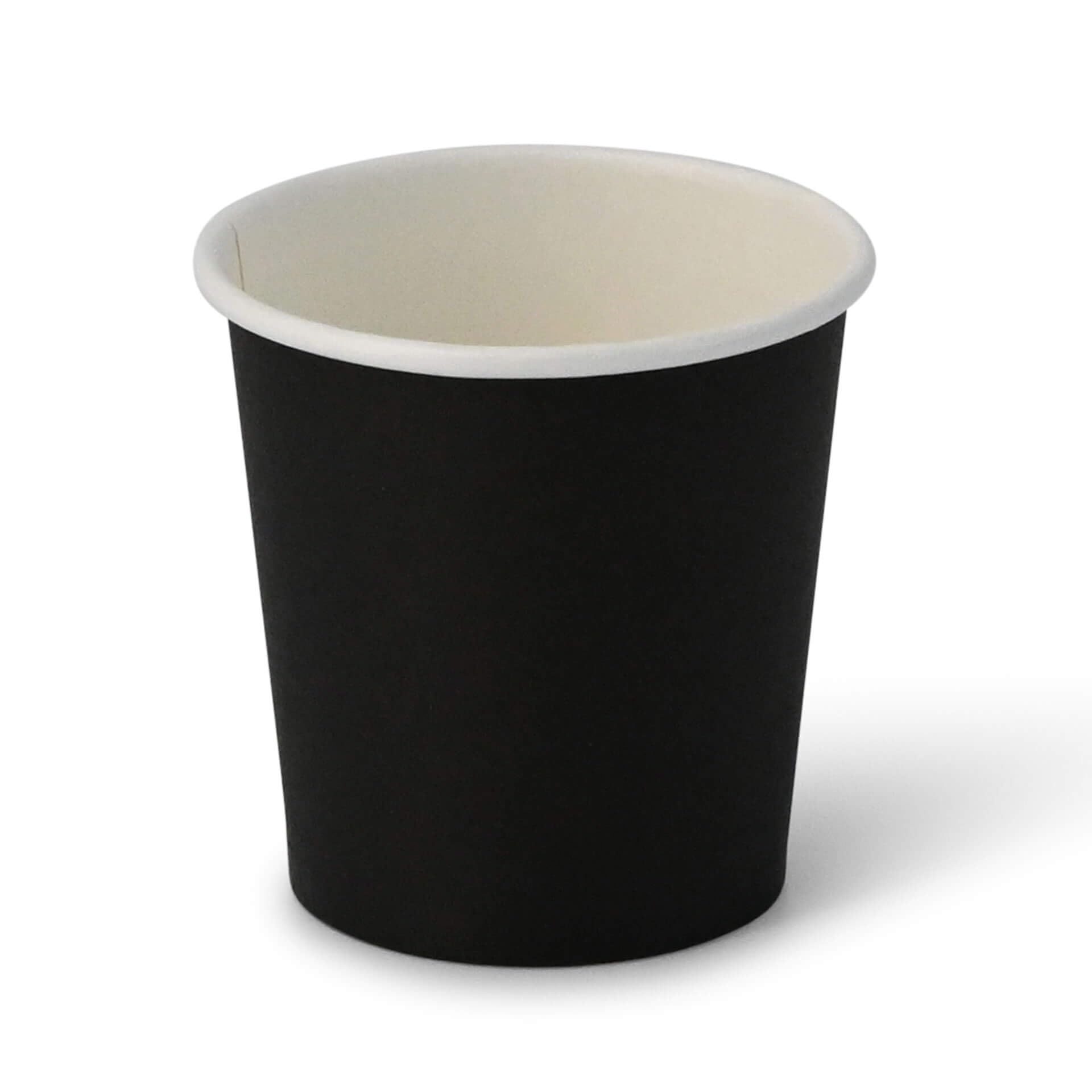 BIOZOYG 1000x bicchierini caffè 100 ml / 4 oz, Ø 62 mm nero - bicchieri carta senza plastica e con materiali sostenibili - bicchierini caffe carta