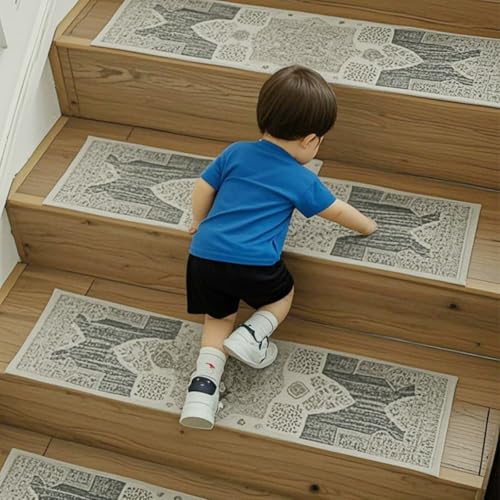 Alfombra antideslizante para escalones de 20 x 76 cm con respaldo de TPE 2