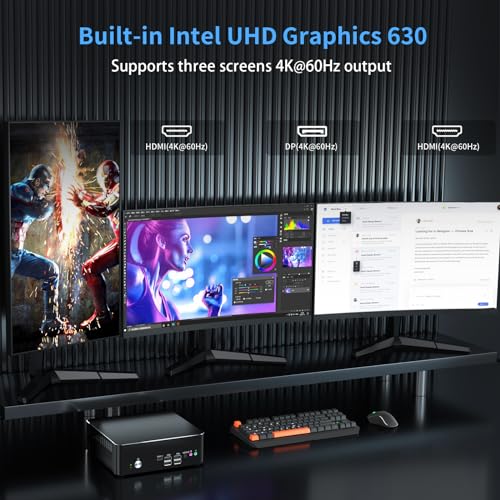 Mini PC i9, Small Desktop Computer Core i9-9880H, Upto 4.8GHz, Win-11 Pro (TPM2.0), 32G DDR4, 1T NVME SSD, Triple Display 4K@60Hz, HDMI/DP, Dual 2.5G LAN, USB-C, WiFi 6E, BT 5.3, VESA - Image 5