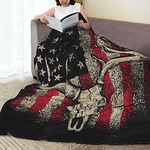 American Deer Fleece Throw Blanket Soft Lightweight Warm Cozy Plush Blanket For Couch Bed Sofa 80"X60" #TOP2
