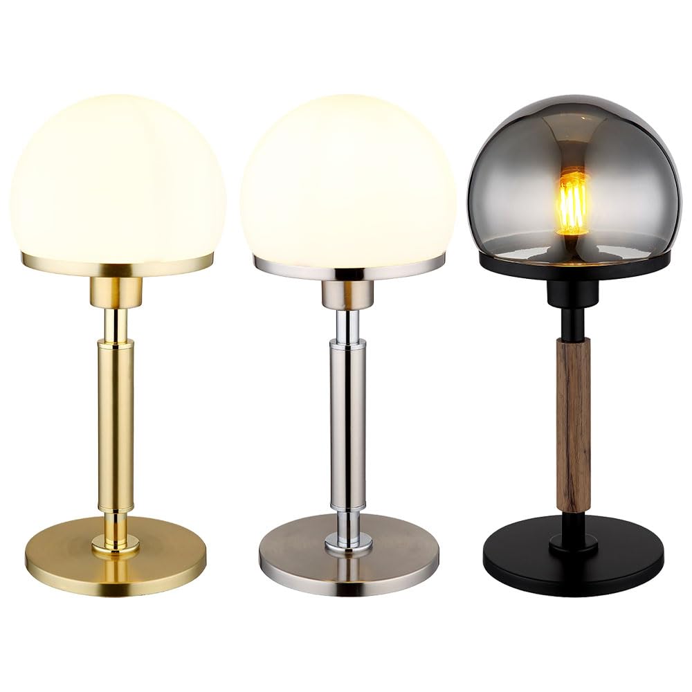 Tischlampe Wohnzimmer Tischleuchte Nachttischlampe schwarz Pilz Design Rauchglas, Metall Glas, 7W 806lm warmweiß, DxH 18x40 cm