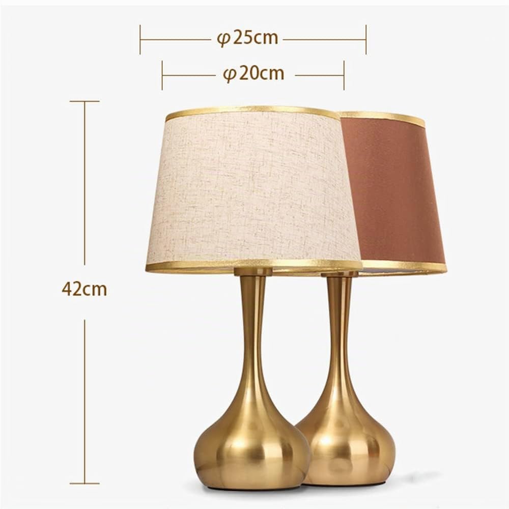 Lampada da Tavolo Moderno, Luce con Attacco E27 e Paralume in Stoffa, Abat Jour da Comodino Vintage, 1 pz (Senza Lampadine) (A)
