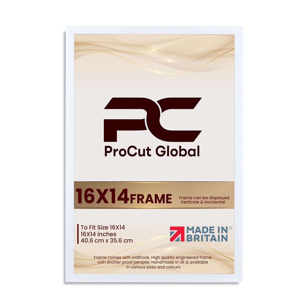 Procut Global 16X14 White Picture Frames – Sleek Wooden Photo Frame with Shatterproof Perspex for Wall or Tabletop – Perfect for Posters, Certificates, Prints–Multiple Sizes & Colors Available — image 1