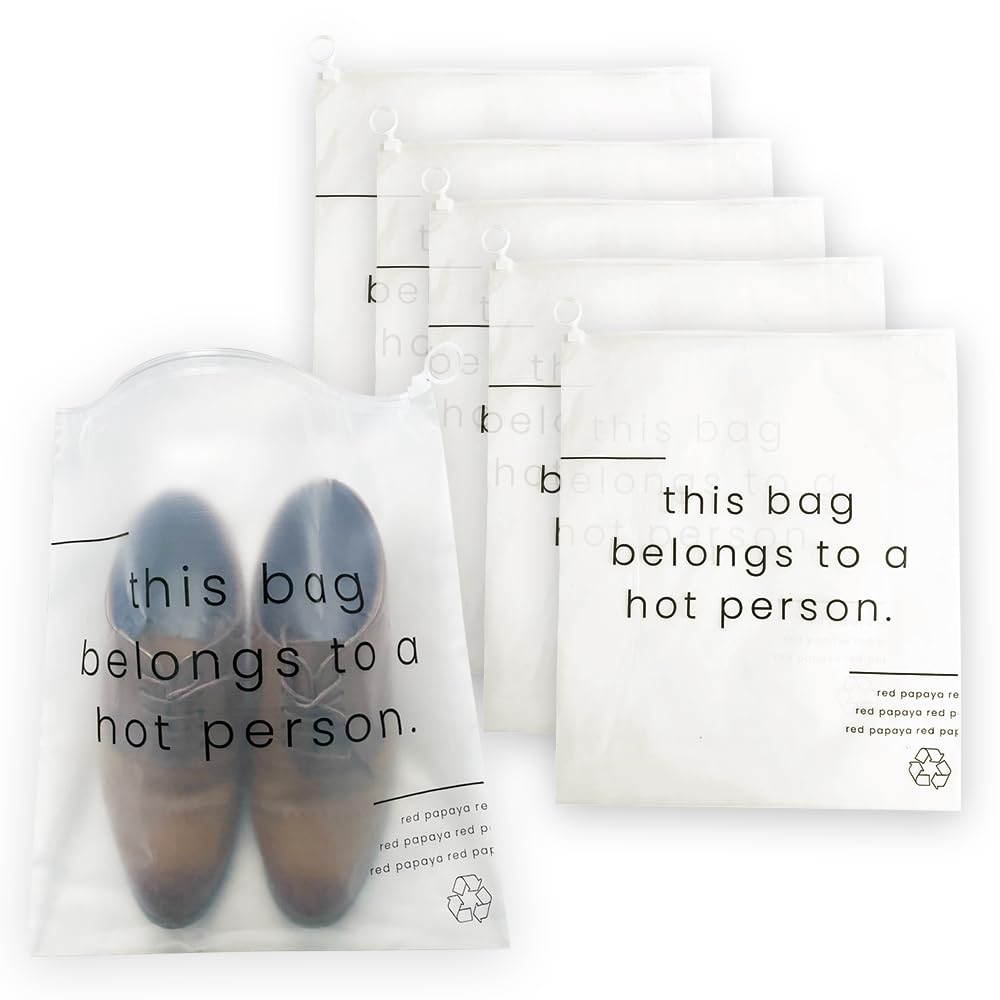 GenericPack of 6 - Frosted Zip Slider Shoe Bag/Pouch for Travel & Storage, Shoe Cover for Travel Essentials, Multi-Purpose Zip Bag/Pouch- Waterproof, Dust Proof, Matt Transparent