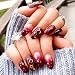 24 pieces impress nails Fake nails finished patch Dark wine red gradient starry sky fingernails finished nail patch False Coffin Shape Pre-design Full Nail Tips (Brown)