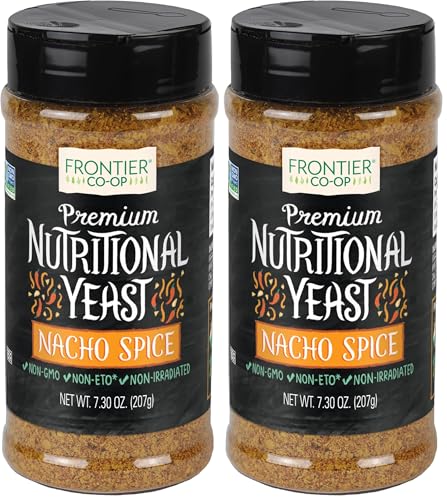 Image of Frontier Co-op Nacho Spice Nutritional Yeast Blend with Vitamin B12, 7.30 oz - For Popcorn, Snacks, Pasta, and Soup (Pack of 2)