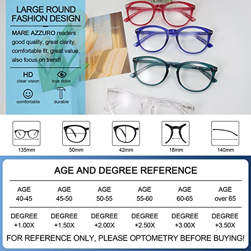 Image of MARE AZZURO Reading Glasses Women Round Reader 0 1.0 1.25 1.5 1.75 2.0 2.25 2.5 2.75 3.0 3.5 4.0 5.0 6.0 (Green 100)