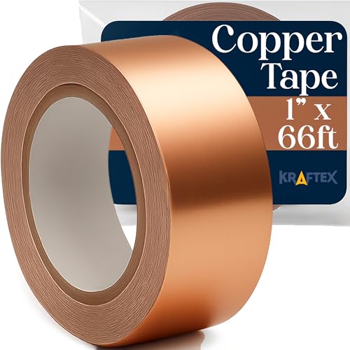 Koperfolietape met geleidende lijm (25 mm x 11 meter) – slakkenafstotend, EMI-afscherming, gebeitst glas, papiercircuits, elektrische reparaties, knutselwerk