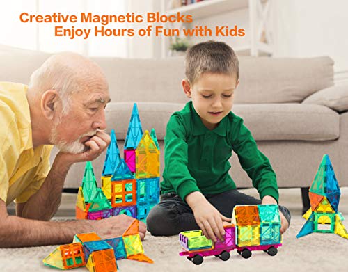 Neoformers Magnetic Tiles, 110 Pcs 3D Magnet Building Blocks Set For Kids, Stem Educational Preschool Magnet Toys For Toddlers Boys Girls 3 4 5 6 7 8 Year Old With 2 Cars #TOP1