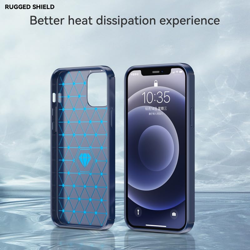 Image of Hybrid Carbon Fiber Back Case for iPhone 12 (Blue)