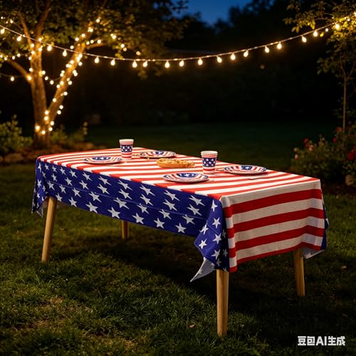 2 Pack Patriotic Tablecloth, 54 X 108 Inch Rectangle Disposable Washable Waterproof Memorial Day Table Cloth,Memorial Day Decor,American Flag Printed Table Cloths For Dinner,Party,Picnic,BBQ - image 5
