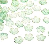 PATIKIL Abalorios Espaciadores Florales 50 Piezas Abalorios de Flores de Cerezo Acrílicos de 5 Pétalos Chapados en Oro para Joyas Y Manualidades DIY Degradado Verde
