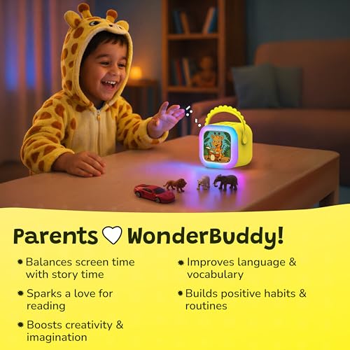 Image of WonderBuddy StoryBox Mini, 200+ Stories & Rhymes Preloaded, Educational Toy, RGB Lights, Kids Bluetooth Speaker, Musical Toys, Birthday Gift & Toys for 2+ Year Old Boy & Girl - Giraffe Without Mic