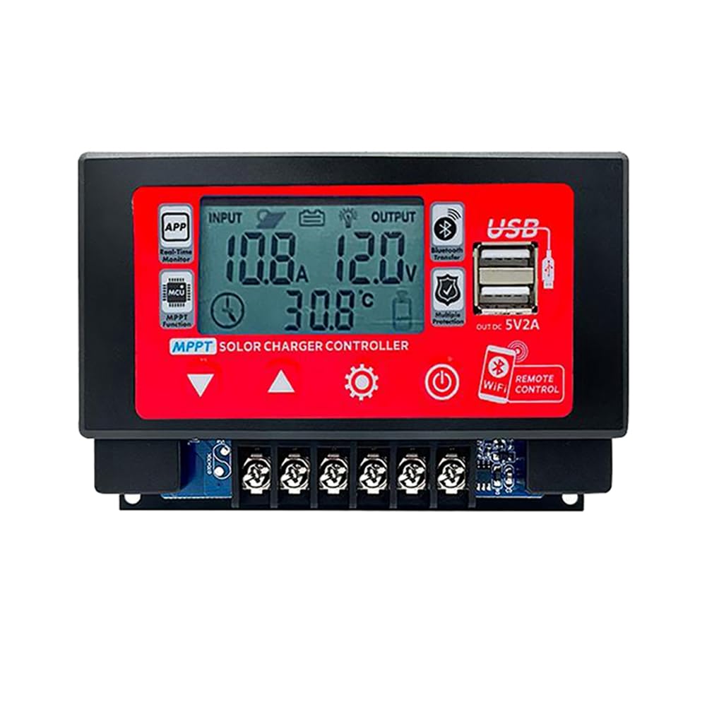 Mqodlfp As Shown Wifi Bluetooth Solar Charge Controller 60A Mppt Controller With Lcd Display Dual Usb Support 12V/24V/36V/48V/60V