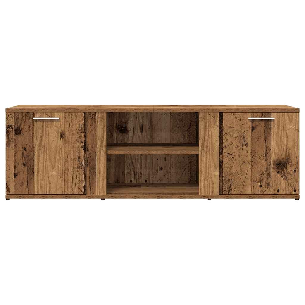 Mobile Porta TV in Legno Antico Multistrato 120x34x37 cm con 2 Scomparti e Ripiani, Ampio Spazio Archiviazione per Lettori DVD e Oggetti Decorativi, Design Pratico