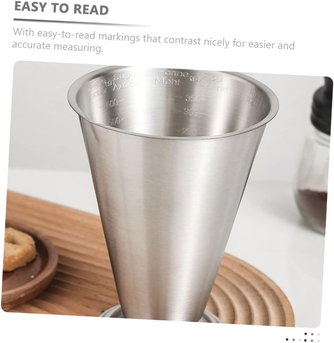 OUNONA Stainless Steel Measuring Cup Set Scale Sturdy Metal Measuring Tool for Baking Cooking Flour and Liquid Measurement for Home Use