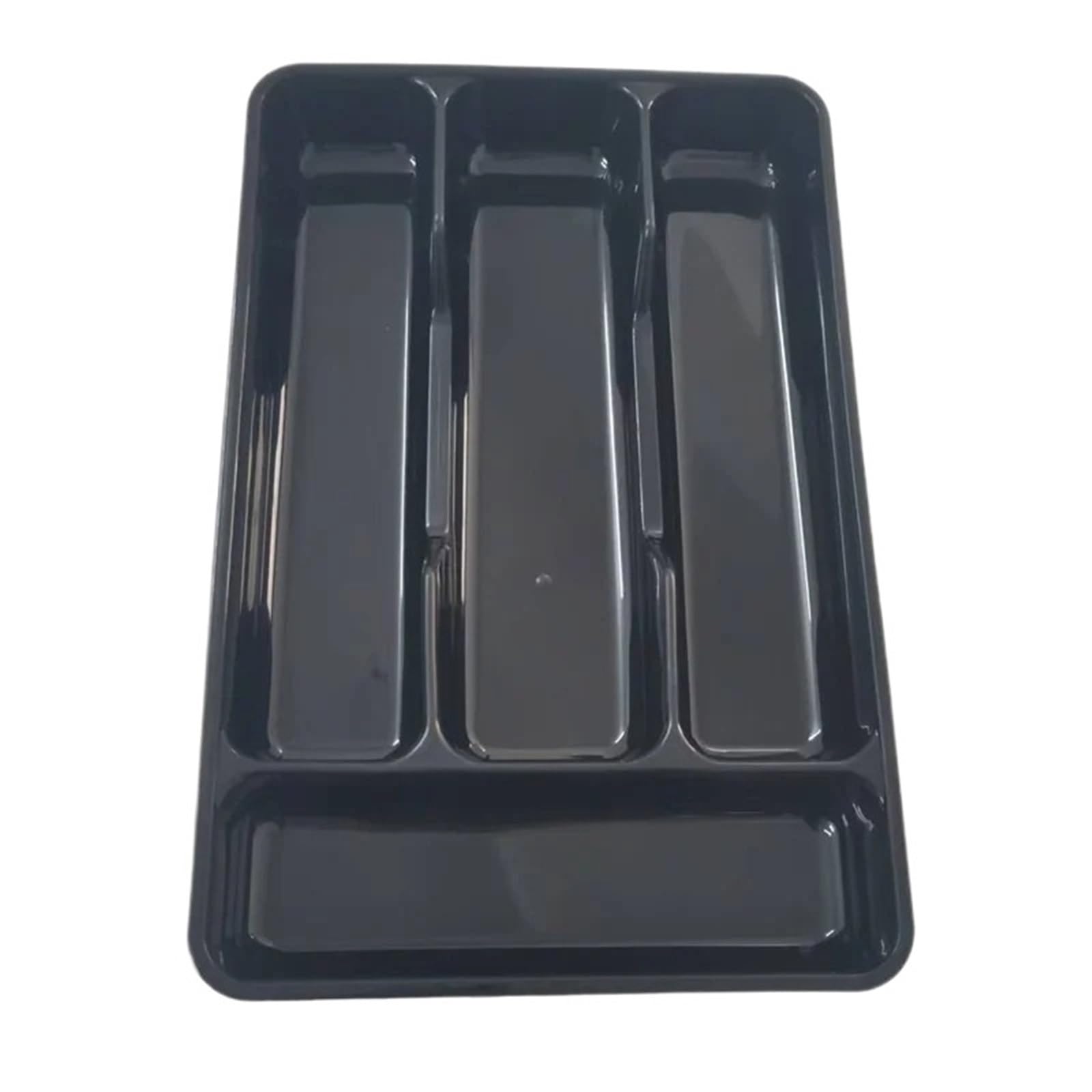 Lot de 2 organisateurs tiroir cuisine avec séparateurs réglables, boîte rangement for ustensiles (couteaux, fourchettes, cuillères, baguettes), plateau intégré Pour Ustensiles(Black,17.7x27x4.5cm)