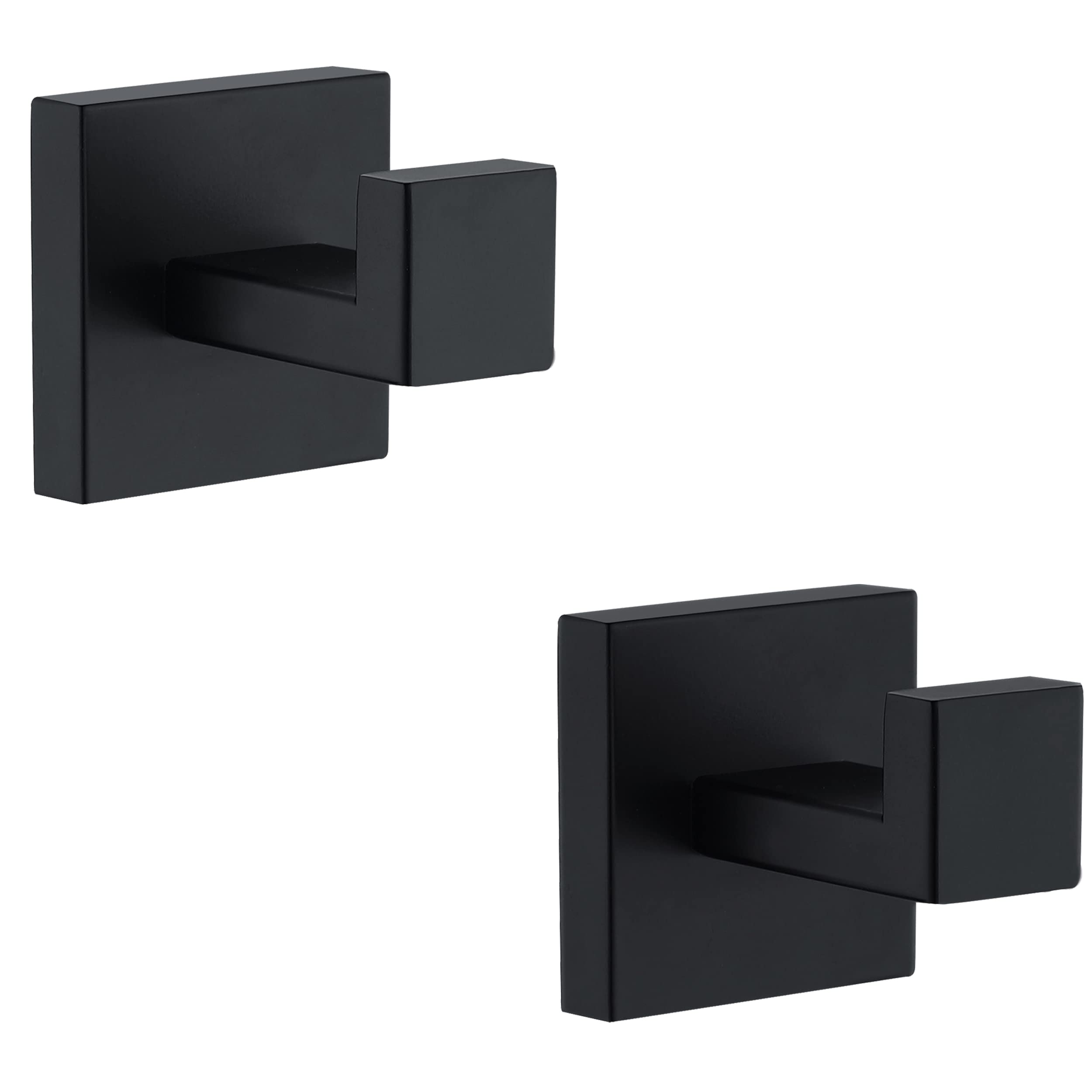 Delarkusi Towel Hooks for Bathrooms, Matte Black Towel Hook for Kitchen Bathroom, SUS304 Stainless Steel Coat Hook, Heavy Duty Towels Holder Hooks for Hanging，2 Pack — image 1