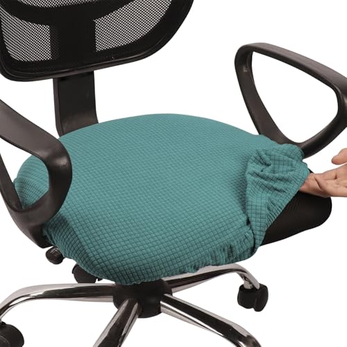 Melaluxe Stretch Jacquard Office Chair Cover, Removable Washable Desk Chair Cover Rotating Chair Seat Slipcover, Teal Blue