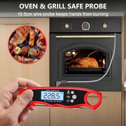CIRYCASE Digital Grilltermometer med Lång Sond och Larminställning