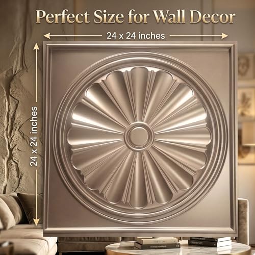 Image of Kayra Decor PVC Ceiling Panel 60x60 cm|Sunburst Panel|Metallic Coffee|25 Tiles Cover 100 Sq Ft| Modern False Ceiling|Royal & Elegant Finish