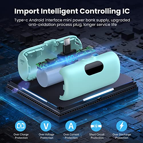 Mini Portable Charger 5000Mah Power Bank, 15W Pd Usb C Cell Phone Portable Power, Lcd Display Battery Pack Compatible With Android Phone/Samsung Galaxy S22,S21/Note/Moto/Lg/Pixel /Nexus/Oneplus 9 Etc #TOP2