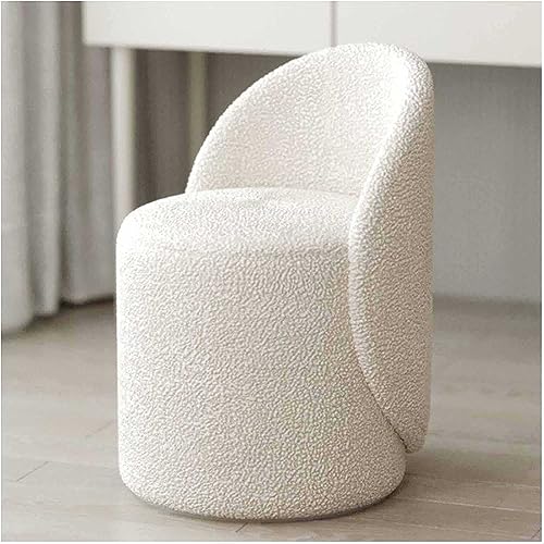 Silla de comedor acolchada suave, elegante silla de maquillaje de terciopelo de cordero sintético para sala de estar y dormitorio, cómodo taburete con respaldo para tocador