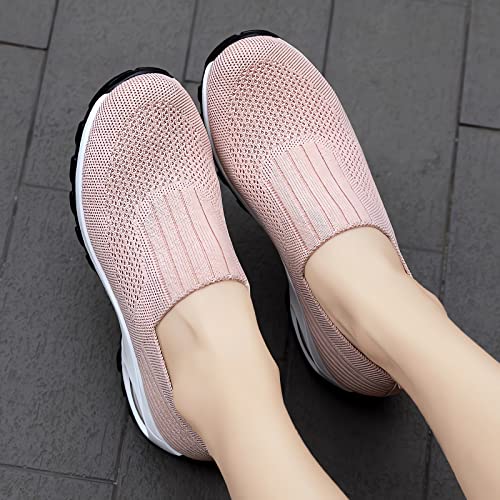 Womens Sneakers-Air Go-Walk Air Cushion Trainers, 2023 New Women's Orthopedic Platform Arch Motion Sneakers, Air Cushion Slip-On Walking Orthotic Shoes for Women Arch Diabetes Support (9, Pink)4