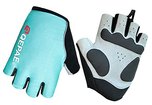 Guantes de ciclismo luminosos sin dedos con núcleo de gel para crossfit, conducción segura de noche, ciclismo, senderismo y spinning de Qepae®, azul