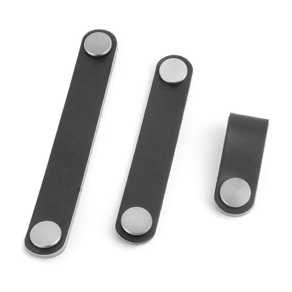 VOANZO 5PCS Furniture Door Handle First Layer Leather Hardware Door Handle PU Leather for Furniture Hardware Double Nail 14cm (Brown) - Image 4