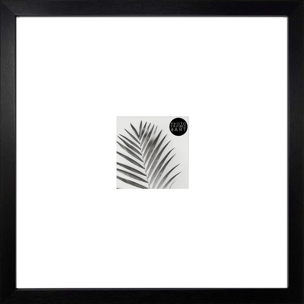 Pf+A Black Real Glass 16X16 For 5X5 - Oxford Picture Frame - 5X5 Frame With Oversized White Mount/Large Square Frame For 5X5