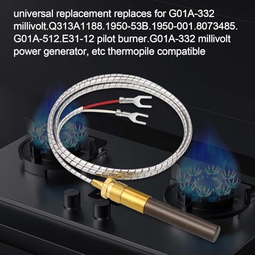 36 Inch Gas Fireplace Thermopile Thermogenerato Replacement: Generators Part Sensor Thermal Coupler, Gas Fireplace Stove Heater for Heatilator Stove Oven Water Heater Frying Furnace Gas Furnace 750mv - 4