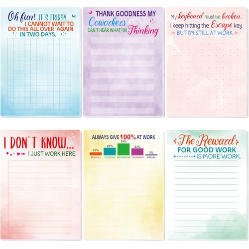 Fancy Land Funny Notepads with Sayings Novelty Memo Pads Christmas Gag for Office Work Coworker Staff 6 Pack