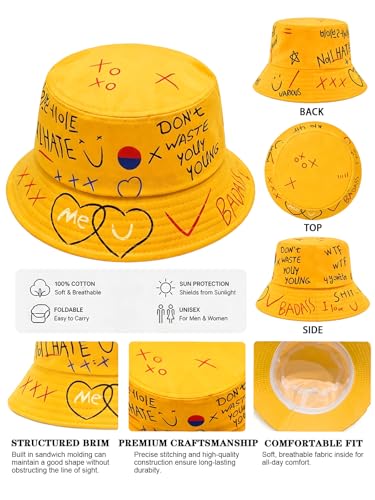 Image of Packable Reversible Printed Bucket Hat Unisex for Men Women Beach Fisherman Cap