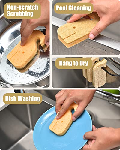 Natural Sponges 3Pack, Eco-Friendly Scrub Sponges For Kitchen, Non-Scratch Biodegradable Plant Based Scrubber Pads For Cleaning Dishes, Odor Free, Whale Shape #TOP6