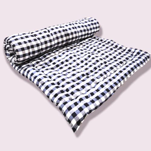 ATOOTFUSION Soft Thick Premium Cotton Quilt|Movable Foldable Rollable Light Weight Filled Single Firm Cotton Mattress|Gadda(Ghingam Plaid,1 Sleeping Capacity,3X6 Ft Or 72X36 In)Black&White Check ATOOTFUSION Soft Thick Premium Cotton Quilt|Movable Foldable Rollable Light Weight Filled Single Firm Cotton Mattress|Gadda(Ghingam Plaid,1 Sleeping Capacity,3X6 Ft Or 72X36 In)Black&White Check