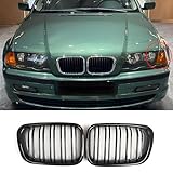 Jinpengyong E46 Kühlergrill Passend für BMW 3er E46 4 Door 1998-2001 PRE Grill Nieren Glanz Schwarz Doppelsteg Sport Kühlergrill (Nicht geeignet für 2 Türen) (For 3er E46 4D 1998-2001 PRE)