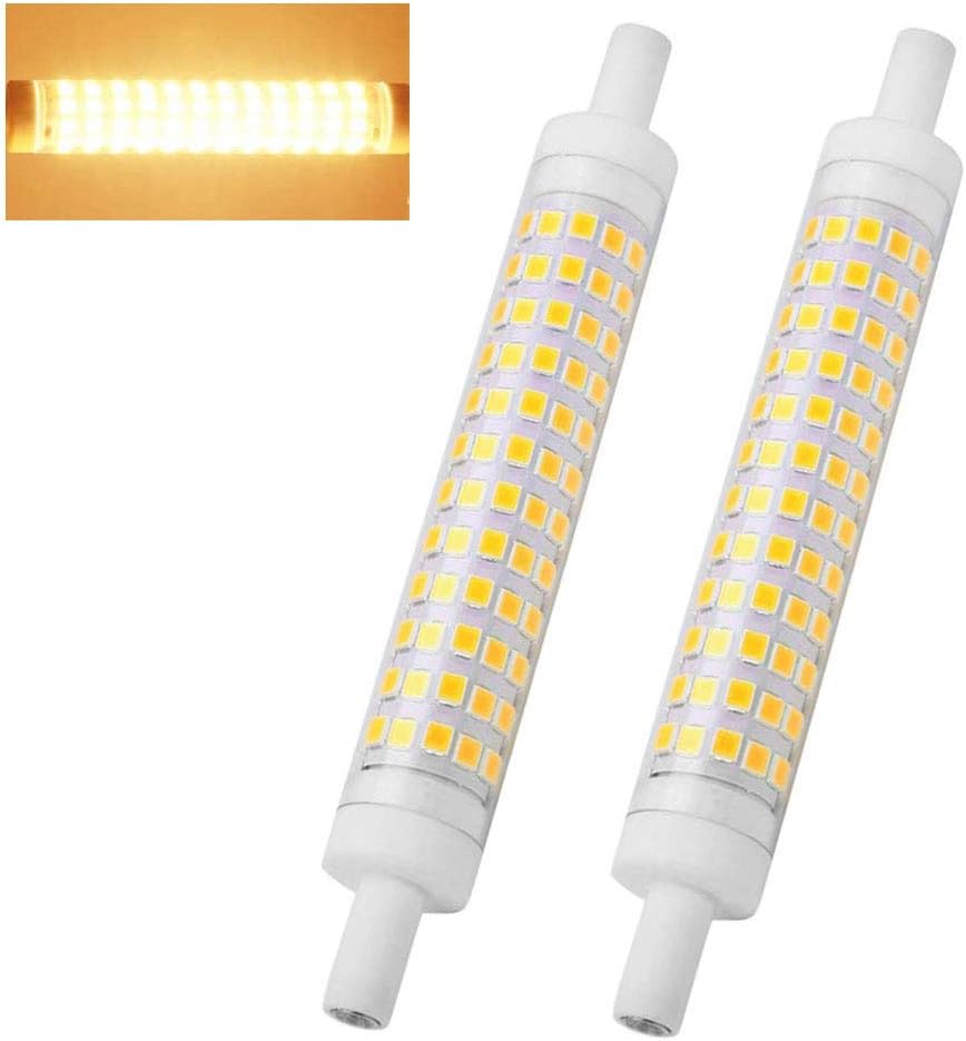 10W LED R7S Bulb 118mm Dimmable Warm White 2700K 100W Halogen J118 Replacement,Dimension 16mm X 118mm 230V Double Ended R7S Base Tube 360 Beam Angle, 2 Pack