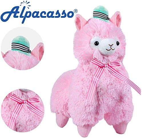 Alpacasso 14" Pink Plush Alpaca,Cute Soft Stuffed Animals Toy.