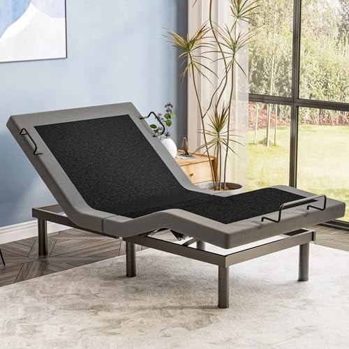 Image of Twin XL Adjustable Bed Frame with Adjustable Legs, Electric Bed Base Frame with Wireless Remote, 3 Retainer Bars, Zero Gravity & Anti-Snore, Twin XL