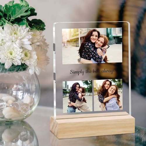 Image of Giftplease Customized Photo Frame with Text & Wooden Stand | Personalised Printed Photo Frame Gift for Sister | Birthday, Tabletop D cor | Customized Photo Gift (6x8 Inches) SIS 11