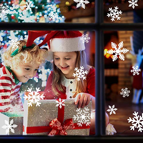 Ludilo WOSHO2-18 135Pcs Christmas Window Clings Snowflakes Window Decals Static Window Stickers thumb #1