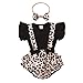 Babykleidung Mädchen Set Rüsche T-Shirt Top + Blumenmuster Träger Hose mit Stirnband Kleinkind Babyset Summer Shorts Set Outfits 3Pcs (Schwarz 01, 0-3 Monate)