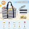 KTUEOV Sac de Plage XXL, Imperméable 45L Sac de Plage Famille 12 Poches Pratiques Cabas Plage Pliable Léger avec Fermeture Éclair Sacs Plage Femme Pour Piscine, Voyage, Gym #5