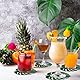 Geosar 200 Einweg-Tischsets und Untersetzer aus Papier, Sommer, hawaiianische Luau-Platzset mit Untersetzern, für drinnen und draußen, Grüner Dschungel, Esstisch, Deko, Dusche, Geburtstag, (Palm Leaf)