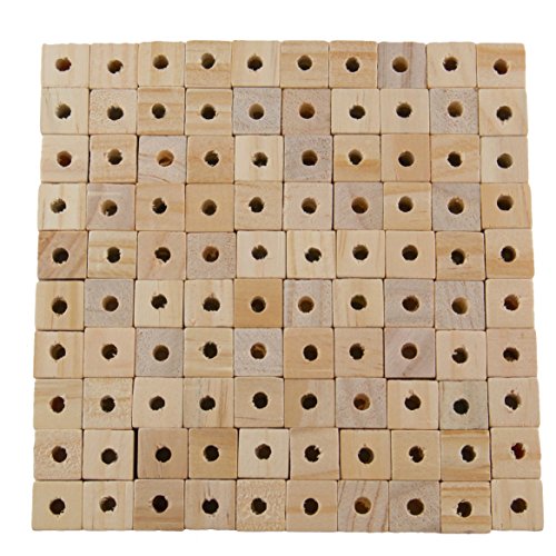 1/2" Wood Cubes With Holes - 100 Pack - Unfinished Solid Wood Beads For Diy Craft And Building Projects #TOP1
